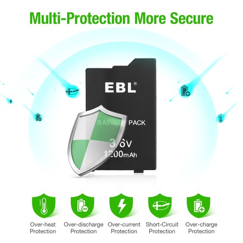 Lot EBL Rechargeable Battery 1200mAh Li-Ion for Sony PSP Slim 2000 2006 3000