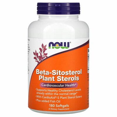 Now Foods Beta-Sitosterol Plant Sterols 180 мягких капсул с гарантией качества GMP