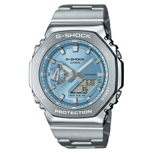 Pre-owned Casio Orologio  G-shock Serie G-steel Gm-2110d-2aer Sky Blue/steel