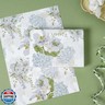 LeZakaa Floral Wrapping Paper, Blue Hydrangea Flowers and Gingham Check, 4 Different Design for Wedding, Bridal Shower, Mother's Day, Birthday, 12 Folded Sheets, 27.5 x 19.6 inches Per Sheet