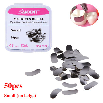 50 Pcs Dental Metal Matrices Matrix Band Sectional Contoured Refill S/M/L 35μm