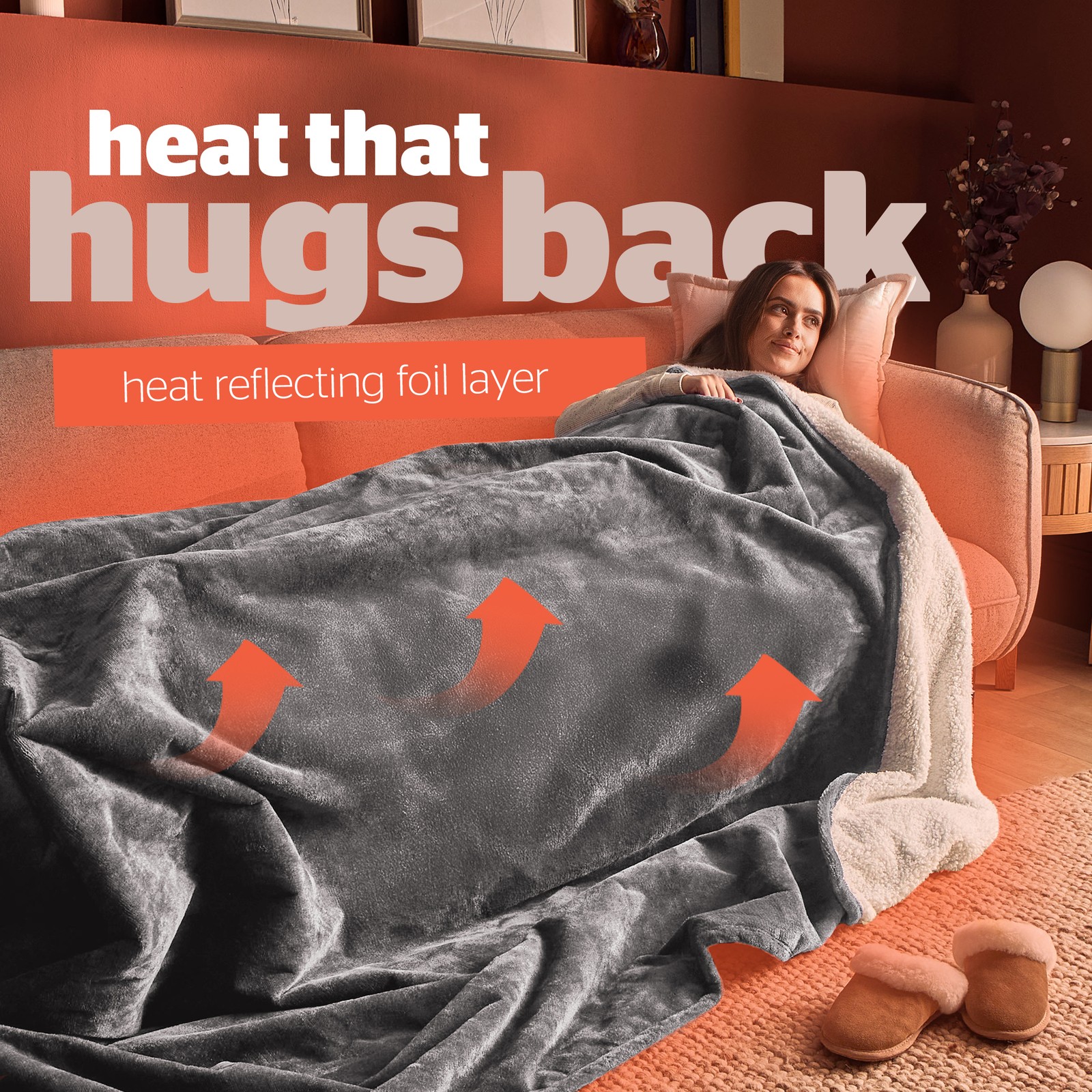 Silentnight Heat Genie Self-Heating Giant Blanket Cosy Sherpa Fleece 180 x 240cm - Picture 3 of 24