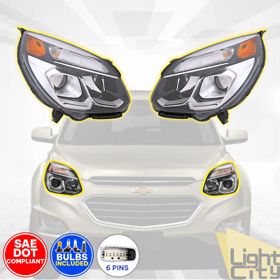 PAIR For 2016-2017 Chevy Equinox L/LS/LT/LTZ/Premier Headlight with BULBs RH+LH