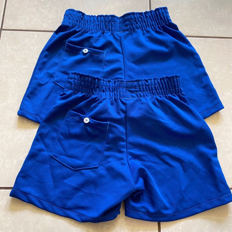 NOS New South Vintage 80s Blue Gym Shorts 22” Waist Youth Medium Kids Girls Boys