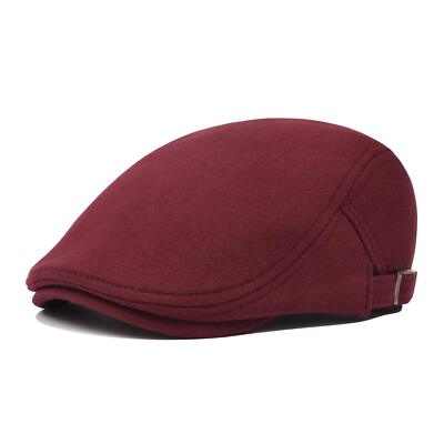 Men Newsboy Cap Cotton Flat Ivy Gatsby Driving Hat Burgundy | eBay
