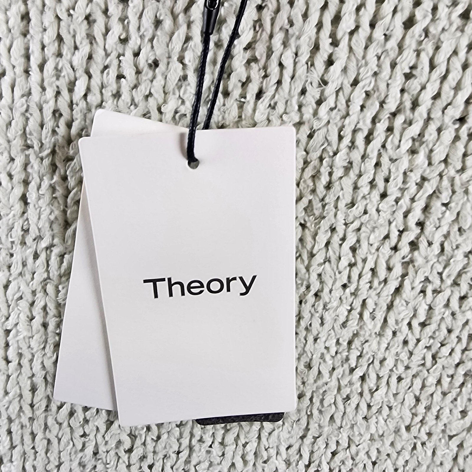 Theory Shrunken Crewneck Sweater Women's P Reed Ribbed Hem Linen Blend Pullover - Picture 6 of 14