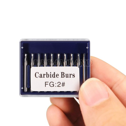 10 PCS Dental Carbide Round Burs Bits Cutter High Speed FG 2 Head Ø1.0mm