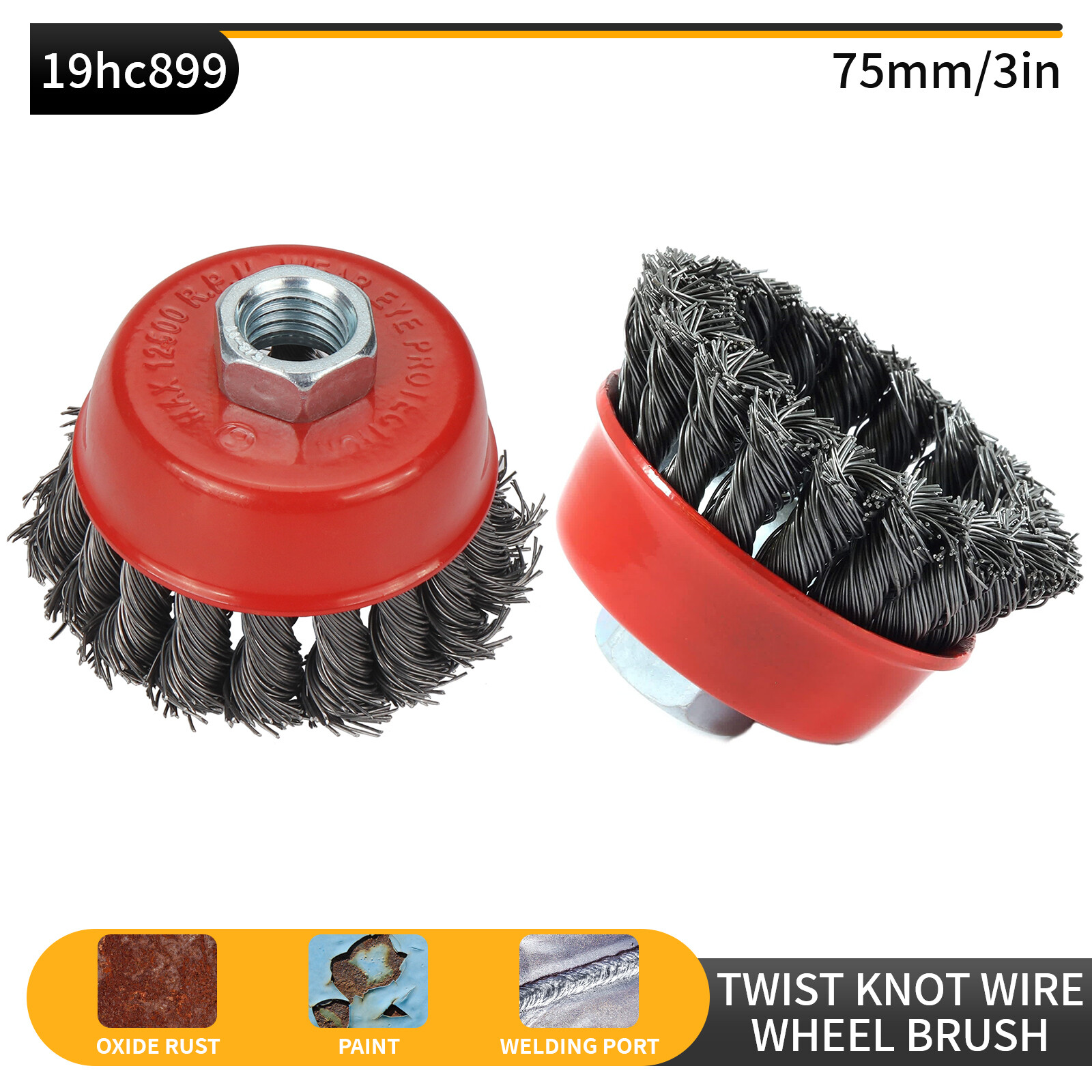 y 2PC Crew Twist Knot Wire Wheel Cup Brush Set for Drill Angle