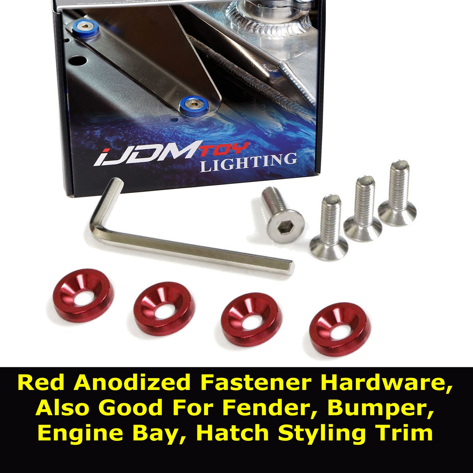 Universal Fit M6 Aluminum Washer Bolts Kit For License Plate Frame by iJDMTOY