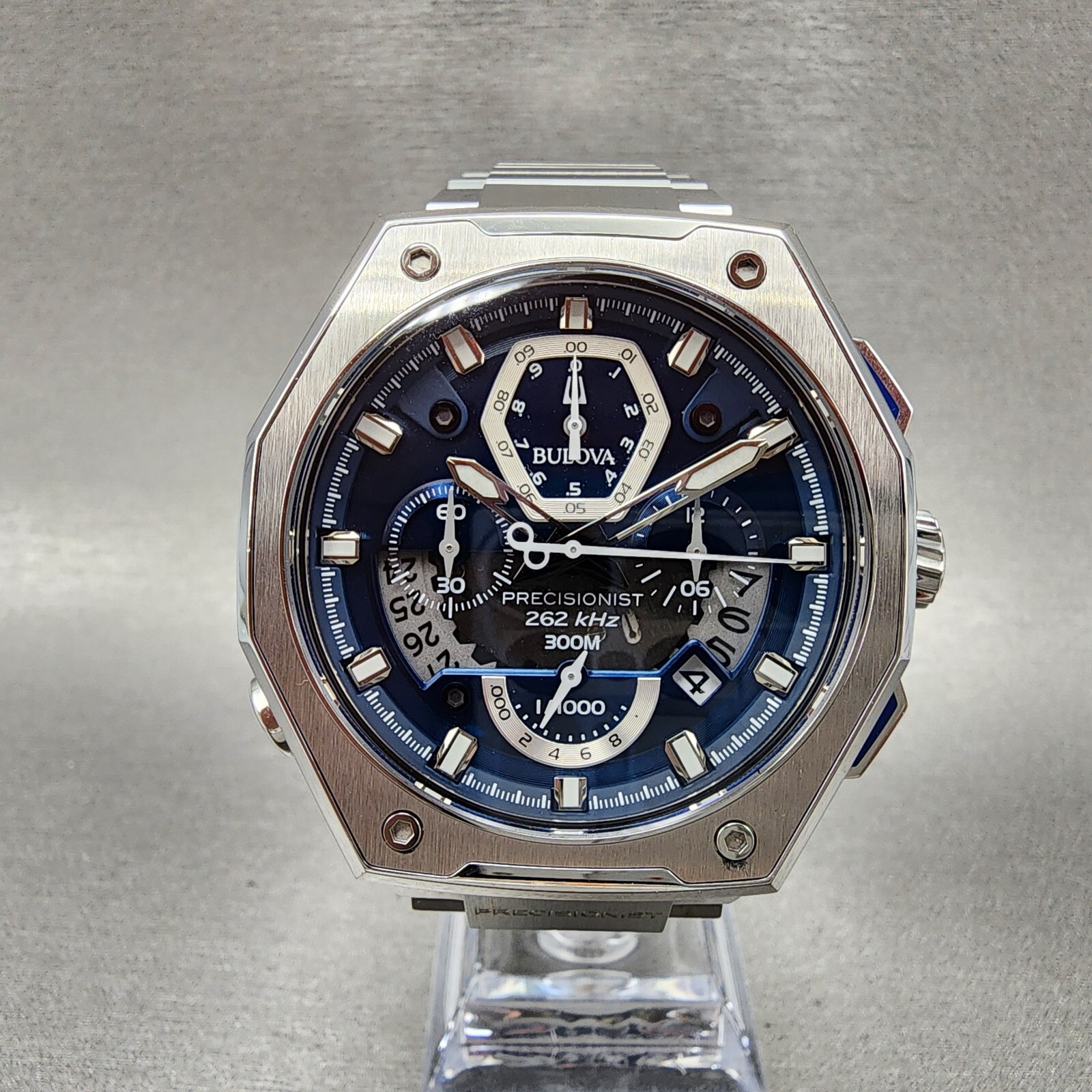Bulova Precisionist X Chronograph Watch Men 48mm Blue Dial