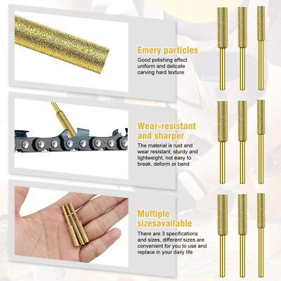 24PCS 5/32" 7/32" Diamond Chainsaw Sharpener Burr Grinding Stone File 1/8" Shank