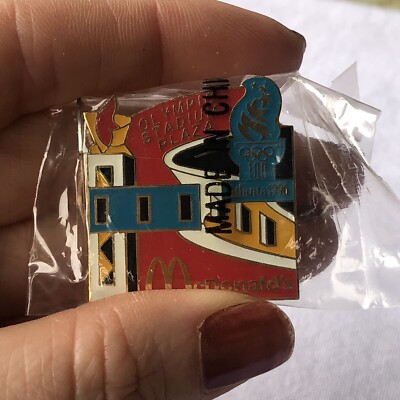 colorful Olympic stadium plaza vintage McDonald's 1996 Atlanta enamel pin