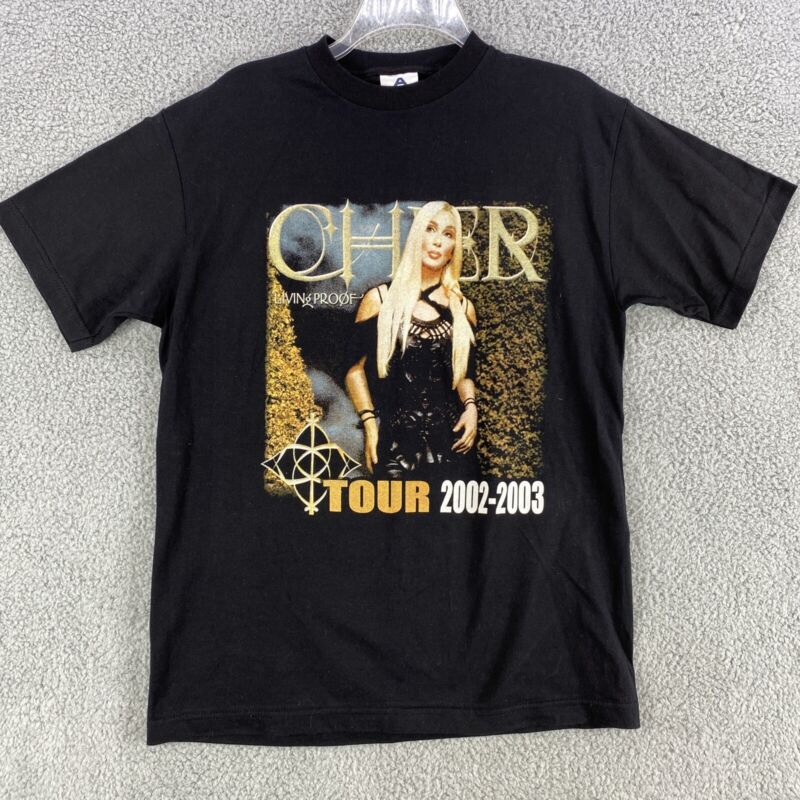 Cher T-shirt 2002-2003 Size Medium Living Proof Tour Concert Guest Cyndi Lauper