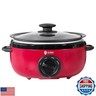 ICOOK 6.5 Quart Slow Cooker, Simmer Pot with Transparent Glass Cover, Adjustable Temp, Cooks Entrees, Sauces, Soups, Roasts, Stews and Dips (Red)