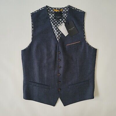 Ted Baker London Suit Vest Blue Size 4 Mini Design Waistcoat with Tags