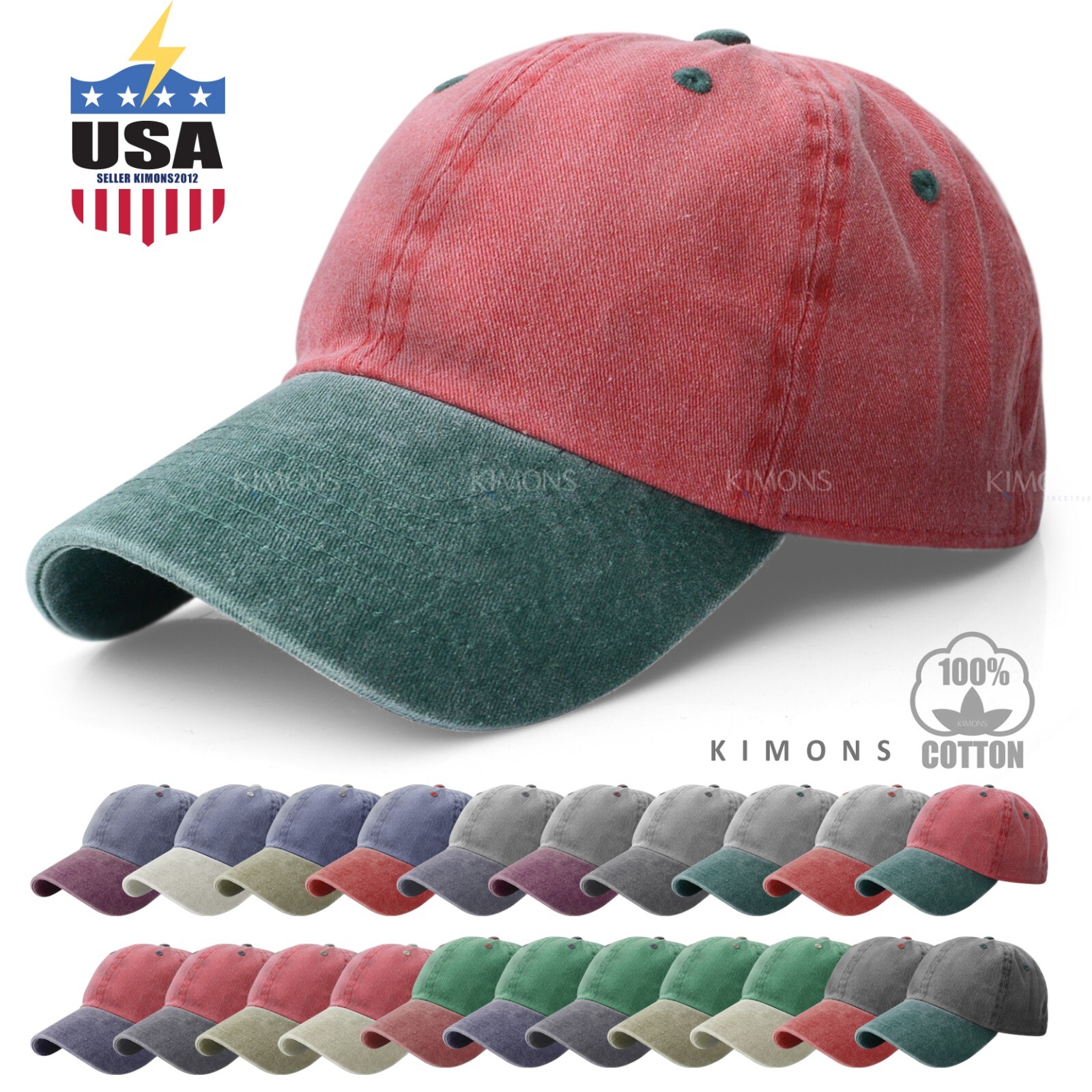 【WHO.A.U】Pigment Washing Colorblock Ball Cap Pigment Dyed Baseball Ball Cap Washed 2Two Tone Cotton