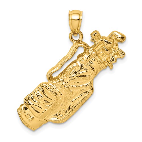 Lex & Lu 14k Yellow Gold 2D Golf Bag and Clubs Charm