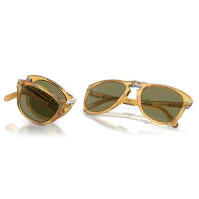 Pre-owned Persol Steve Mcqueen Po 0714sm 204/p1 54 Opal Yellow Green Polarized Sunglasses