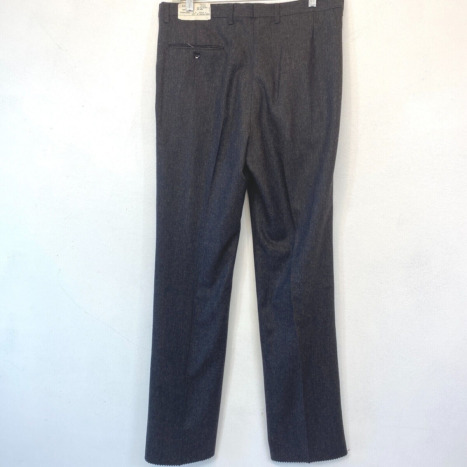 Dress Pants size 33 34 Charcoal Gray Wool Blend Vintage Pleate...