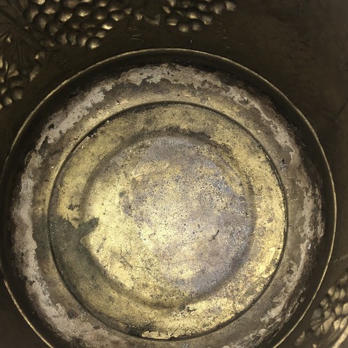 Vintage Hammered Embossed Brass Planter Firewood Cane Holder Box England