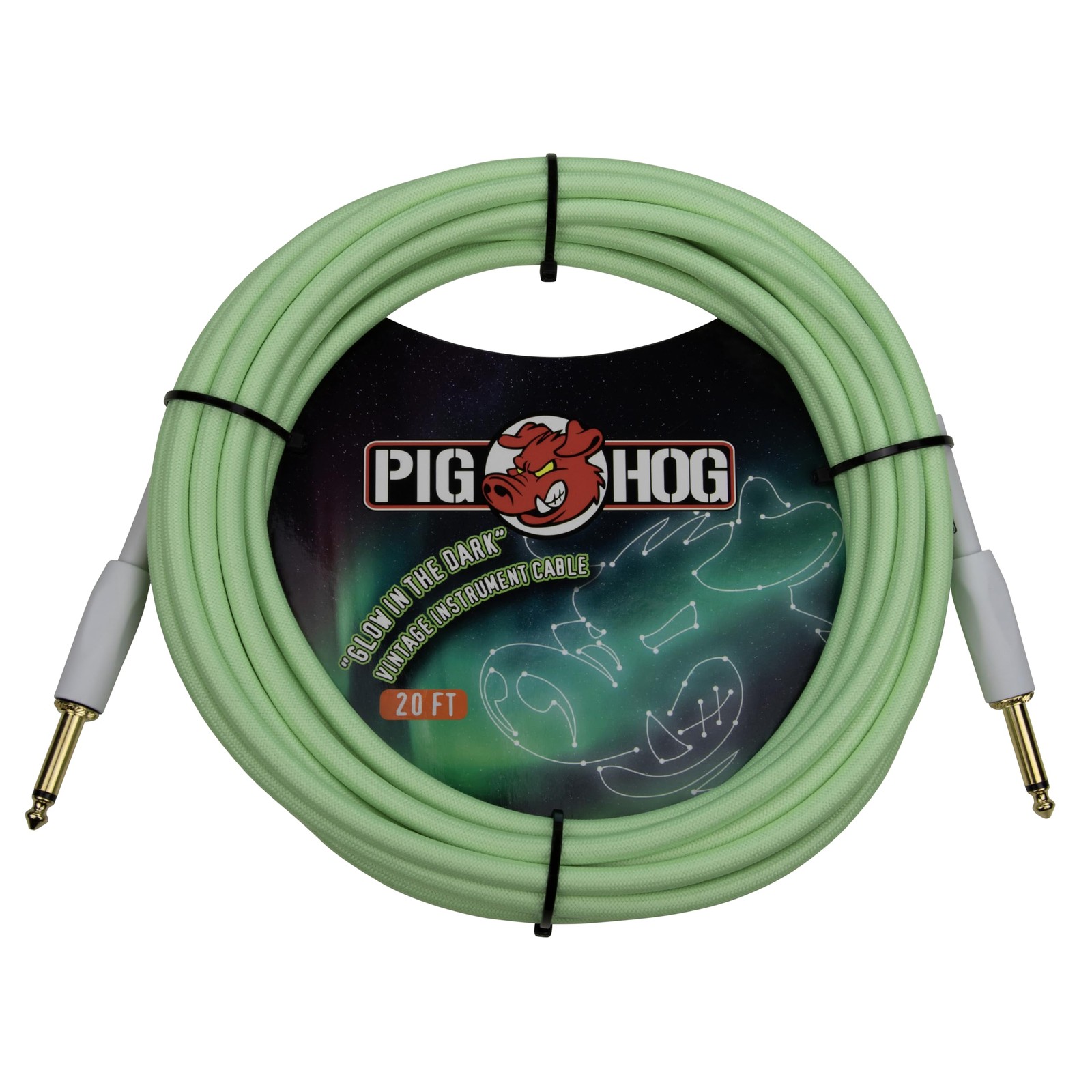 Pig Hog PCH20GLO Glow in The Dark Instrument Cable, 20 Foot