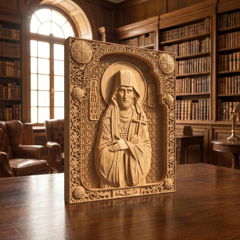 Saint Nikephoros the Leper Patron of Infectious Diseases Wooden Carved Icon