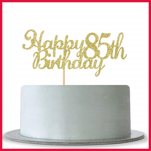 Happy 85Th Birthday Cake Topper GOLD Glitter Hello 85 85& Fabulous Anniversary P