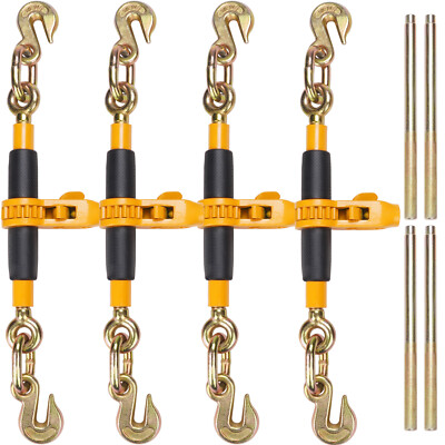 VEVOR 4 Pack Ratchet Binder 5/16''-3/8'' Chain Load Binders 7100 lbs w/G80 Hooks