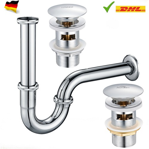 Siphon Sifon Pop Up Ablaufventil Waschbecken Abfluss Ablaufgarnitur mit Überlauf