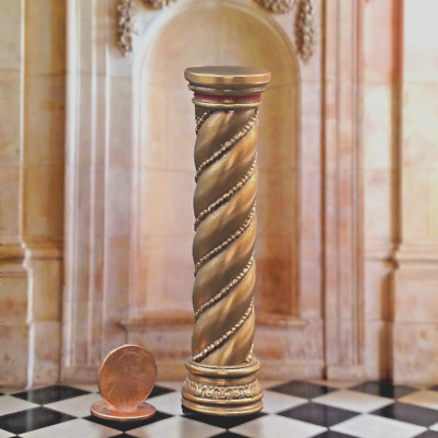 Vintage SOLID BRONZE spiral metal column pedestal Miniature Dollhouse 1:12 scale