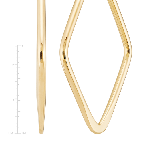 Pre-owned Welry 14k Yellow Gold Diamond-shaped Tube Hoop Earrings