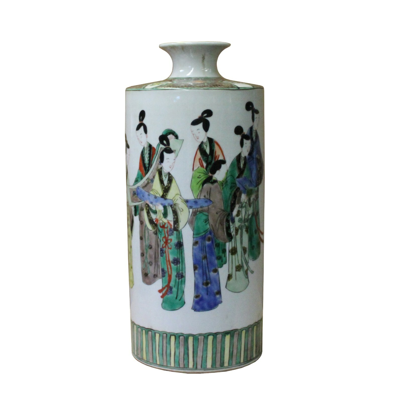 Chinese Distressed White Porcelain Ladies People Scenery Vase ws1089S Chinese Distressed White Porcelain Ladies People Scenery Vase ws1089S