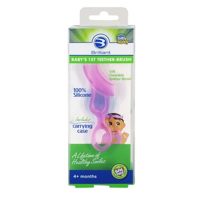 Brilliant Oral Care Baby s First Toothbrush Smooth Silicone Bristles Gently Clea