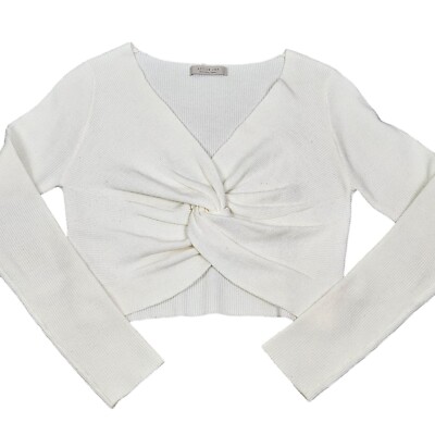 Active USA cropped long sleeve sweater size S White