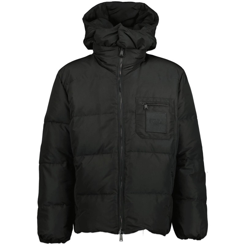 Pre-owned Fendi Puffer Jacket Reversible Ff Logo X-large Size 52 In Black