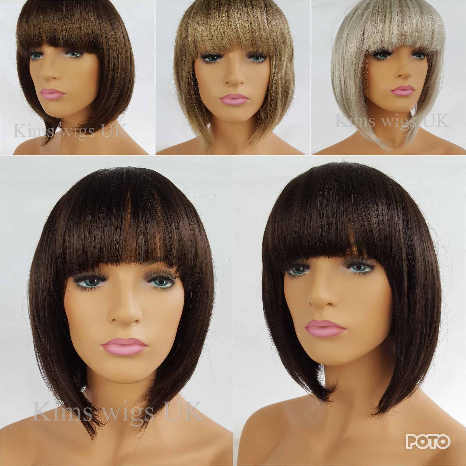 Details Zu Ladies Bob Wig Womens Short Style Brown Blonde Black Silver Grey B38 Uk Seller