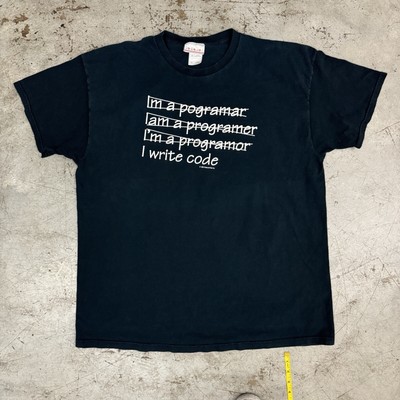 Computer Gear T Shirt Write Code Programmer Vtg 90s Y2K Word Saying Funny XXL