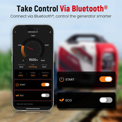 4000w Portable Dual Fuel Generator Inverter LPG/Gas Bluetooth Start Quiet