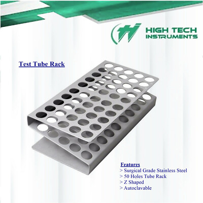 Test Tube Organizer Storage Rack Stand fits 16 -17mm Diameter Tubes 50 Holes