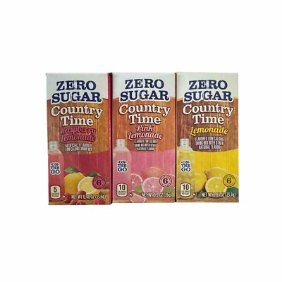 Country Time Lemonade On the Go Powder 3 Flavor Sampler Sugar Free (18 Packets)