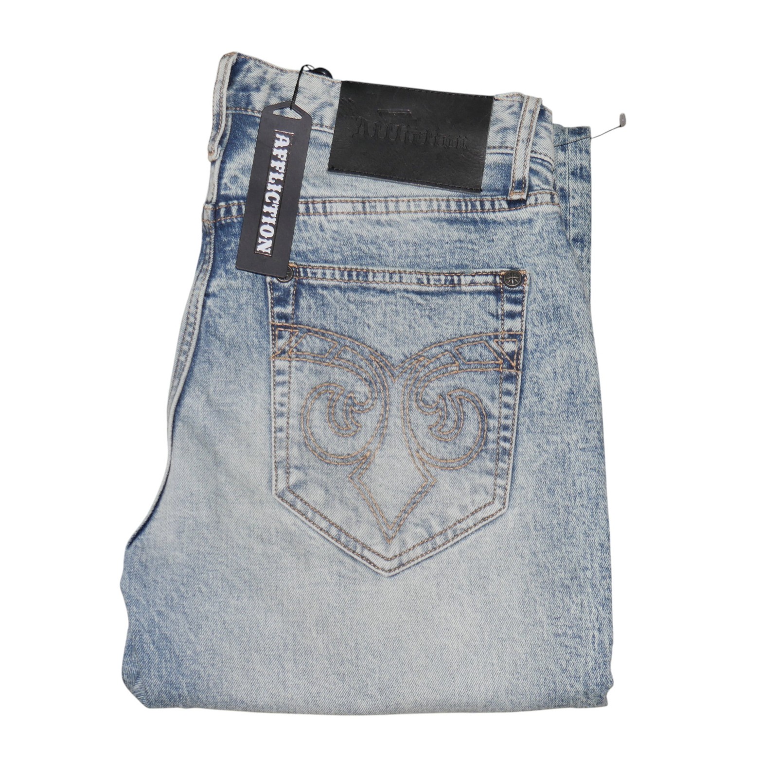 Affliction Ace Slim Straight Jeans Men's Size 31x32 Light Wash Denim NWT
