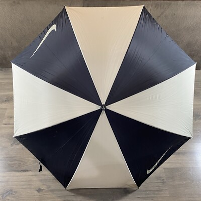 nike golf umbrella black auto open 130cm diameter swoosh tick 314301058868