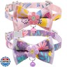 Cat Collar Breakaway, HYQHYX Floral Kitten Collar with Bell, Cute Cat Collar with Bow for Girl Boy Removable Bowtie