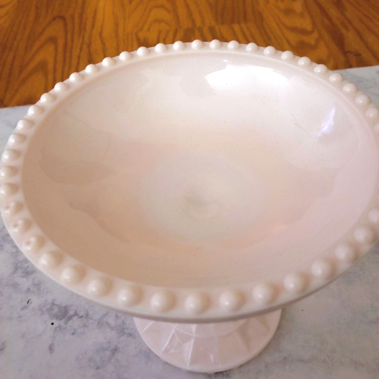 Vintage Jeannette Pink Milk Glass Compote Candy Dish 1950s