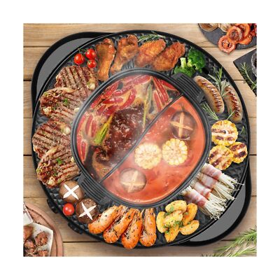 Soupify 2 in 1 Hot Pot with Grill, Electric Korean BBQ Grill, Independent Dua...