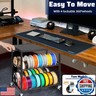 EnigmaSoul 3D Printer Stand with Filament Storage, Sturdy Wooden 3D Printer Table Holds 28 Spools and Accessories, 3D Printer Cart with Wheels for Workstation, Home Office, or Studio