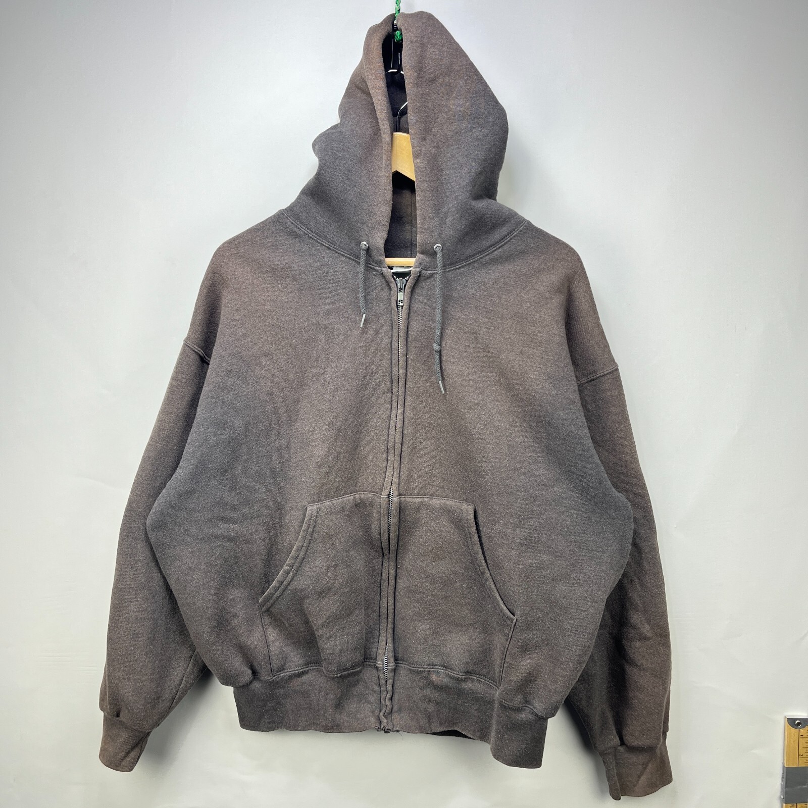 Russeluno ラッセルノ PILE ZIPUP HOODIE フーディ Vintage 90s Sun-Faded Bitcoin Gray Zip-Up Hoodie Russell