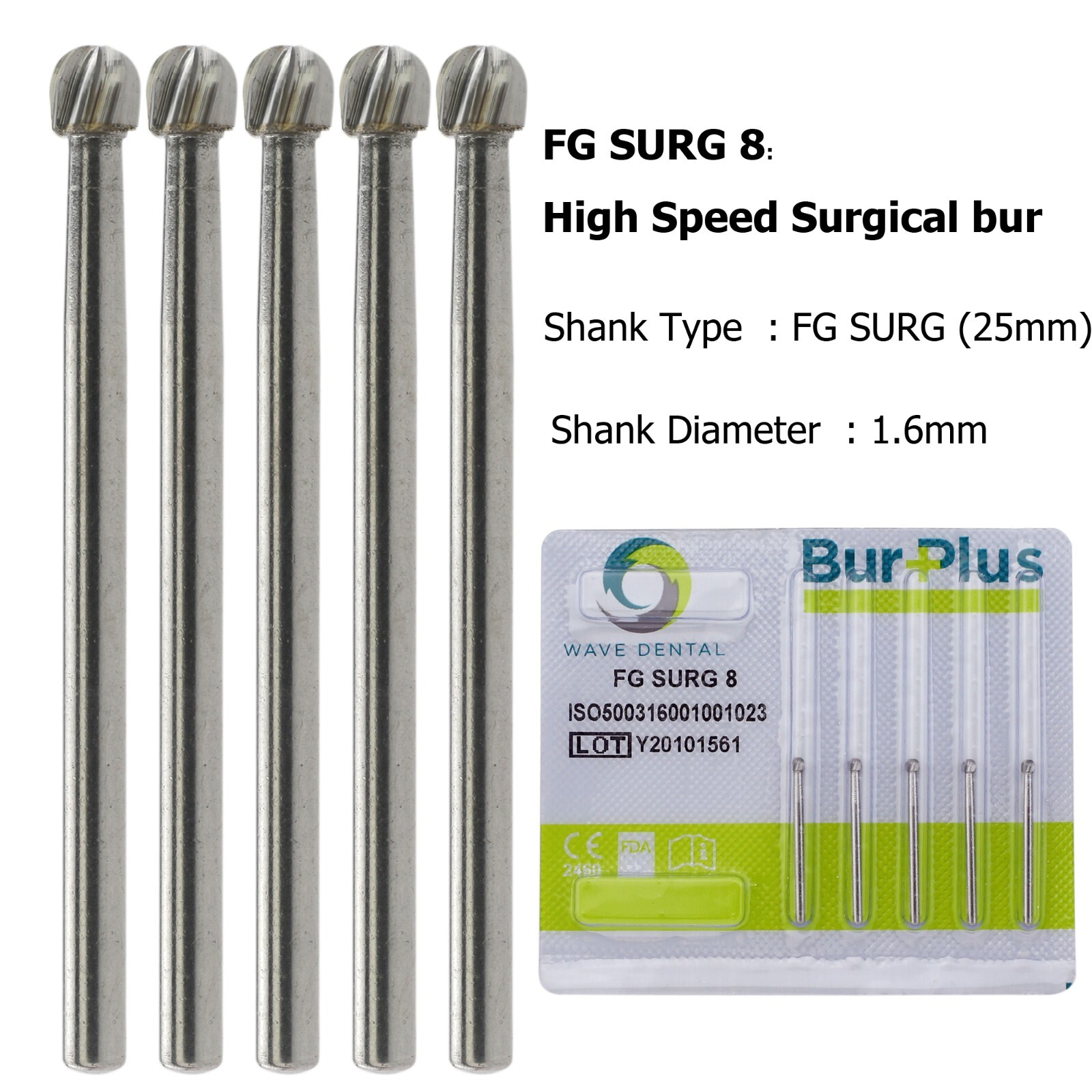 Wave Dental Surgical Burs 25mm Carbide Bur Friction Grip FG Round For High Speed