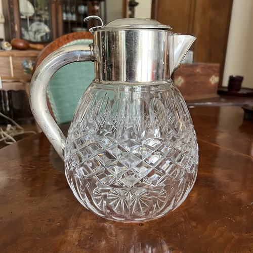 Brocca caraffa antica in cristallo argento silver plated decanter porta ghiaccio