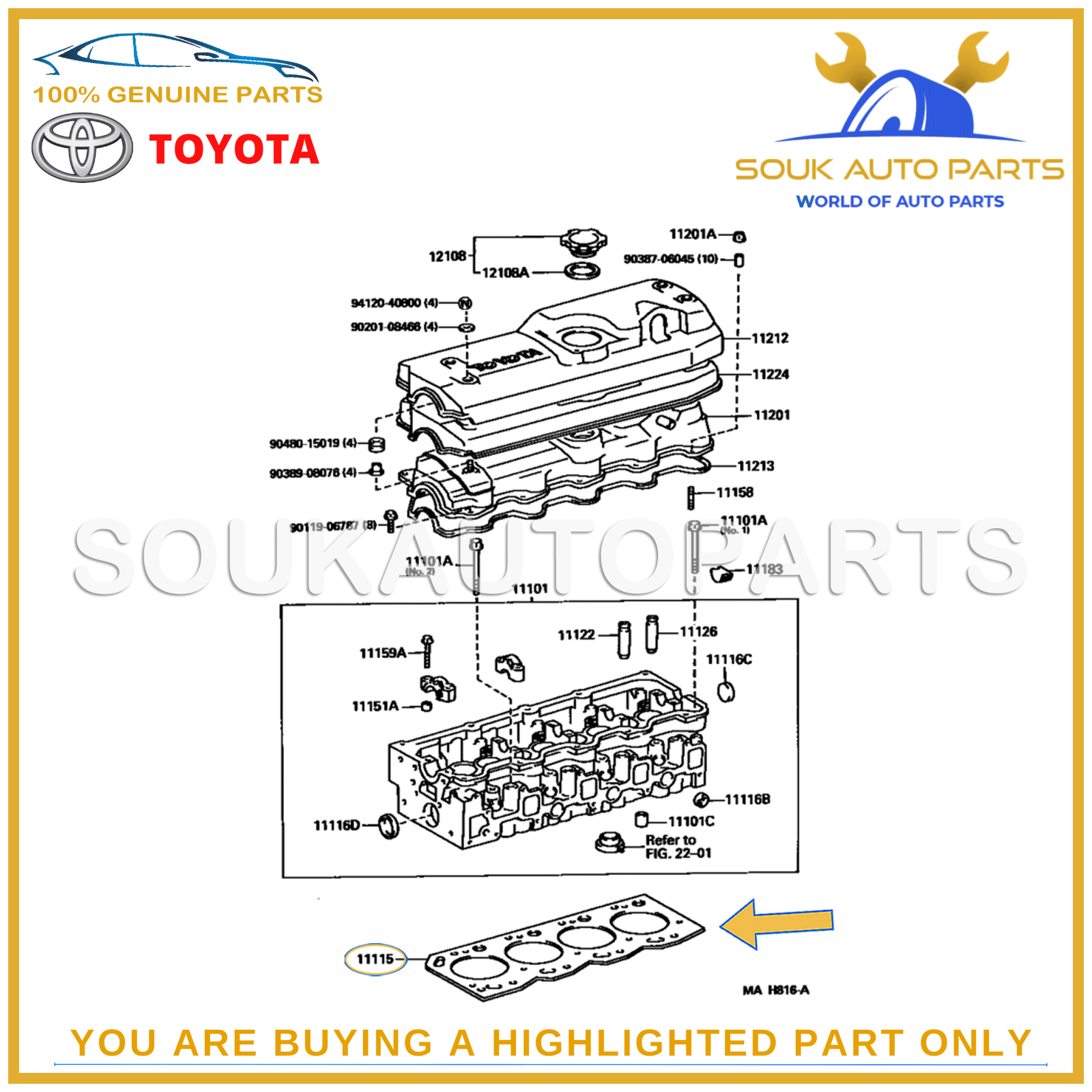 11115-54073-F0 Genuine Toyota GASKET, CYLINDER HEAD